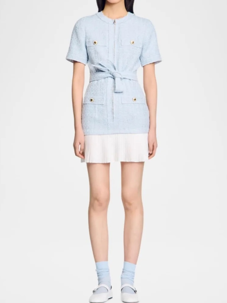 Joie Belted Tweed Mini Dress